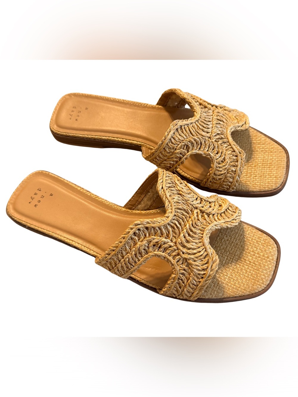 A New Day Woven Raffia Slide Sandals Tan Size 9.5